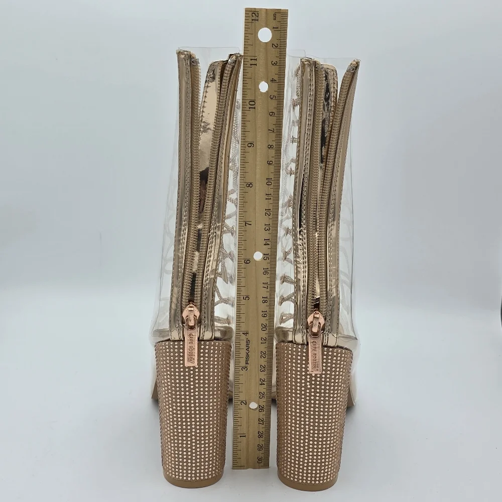 NWOT Cape Robbin Lookey Rose Gold Clear See-through Transparent Heeled Booties - Picture 6 of 16